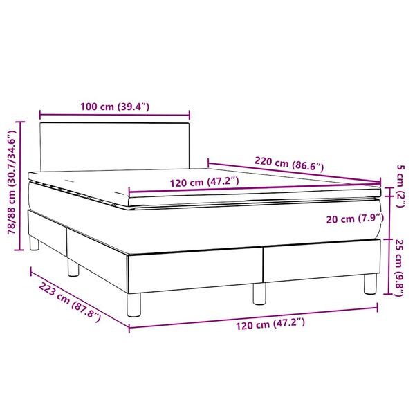 vidaXL Box Spring κρεβάτι με στρώμα ροζ 120x220 cm Βελούδινο