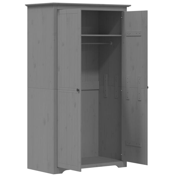 vidaXL Ντουλάπα BODO Γκρι 99x53,5x173 εκ. από Μασίφ Ξύλο Πεύκου