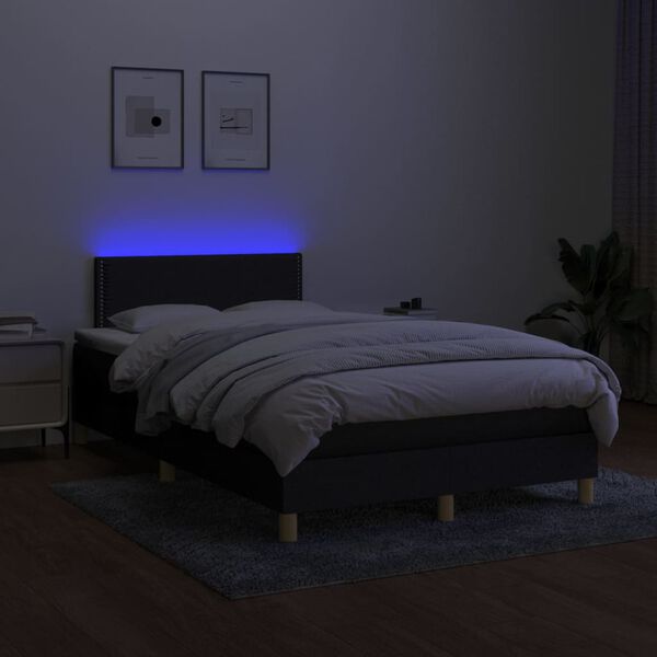 vidaXL &Kappa;&rho;&epsilon;&beta;ά&tau;&iota; Boxspring &mu;&epsilon; &Sigma;&tau;&rho;ώ&mu;&alpha; & LED &Mu;&alpha;ύ&rho;&omicron; 120x200 &epsilon;&kappa;. &Upsilon;&phi;&alpha;&sigma;&mu;ά&tau;&iota;&nu;&omicron;