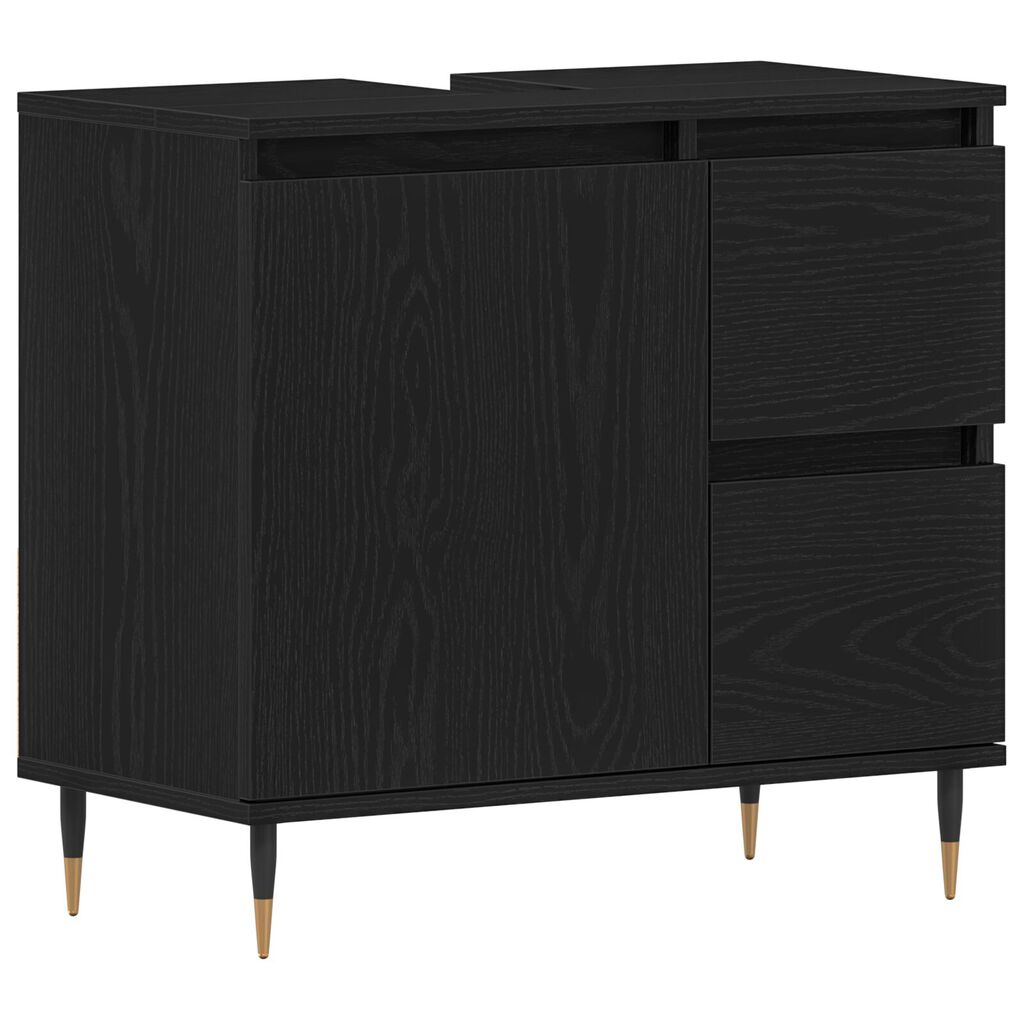 vidaXL Νιπτήρας Μπάνιου Μαύρο Δρυς 65x33x60 εκ Επεξεργασμένο ξύλο