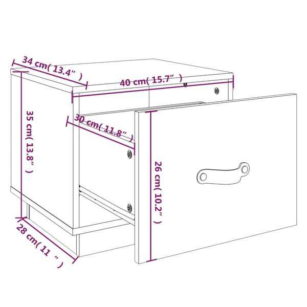vidaXL Κομοδίνο Λευκό 40 x 34 x 35 εκ. από Μασίφ Ξύλο Πεύκου