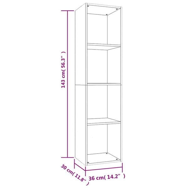 vidaXL Βιβλιοθήκη/Έπιπλο TV Sonoma Δρυς 36x30x143 εκ. από Επεξ. Ξύλο