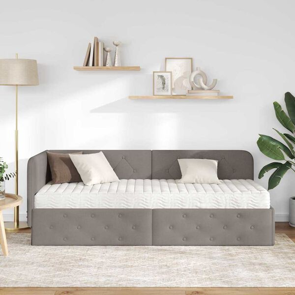 vidaXL Κρεβάτι Γωνίας με στρώμα με κεφαλάρι Taupe 80 x 200 cm ύφασμα