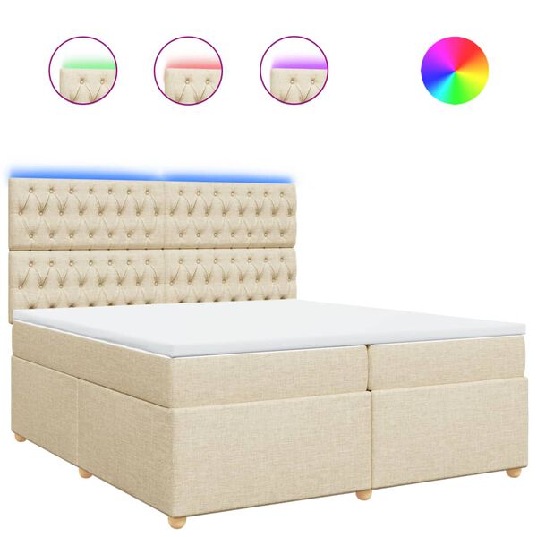 vidaXL &Kappa;&rho;&epsilon;&beta;ά&tau;&iota; Boxspring &mu;&epsilon; &Sigma;&tau;&rho;ώ&mu;&alpha; &Kappa;&rho;&epsilon;&mu; 200x200 &epsilon;&kappa;. &Upsilon;&phi;&alpha;&sigma;&mu;ά&tau;&iota;&nu;&omicron;