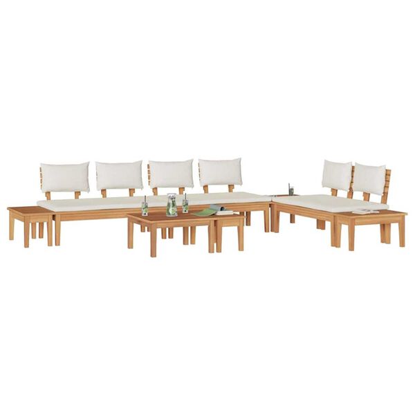 vidaXL Σετ Παγκάκι Κήπου 5 pcs Καφέ, Κρέμα Πολυ rattan, βαμμένο ατσάλι
