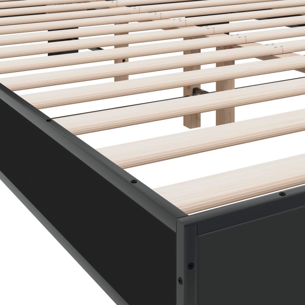 vidaXL Πλαίσιο Κρεβατιού Μαύρο 120x190 εκ. Επεξ. Ξύλο & Μέταλλο