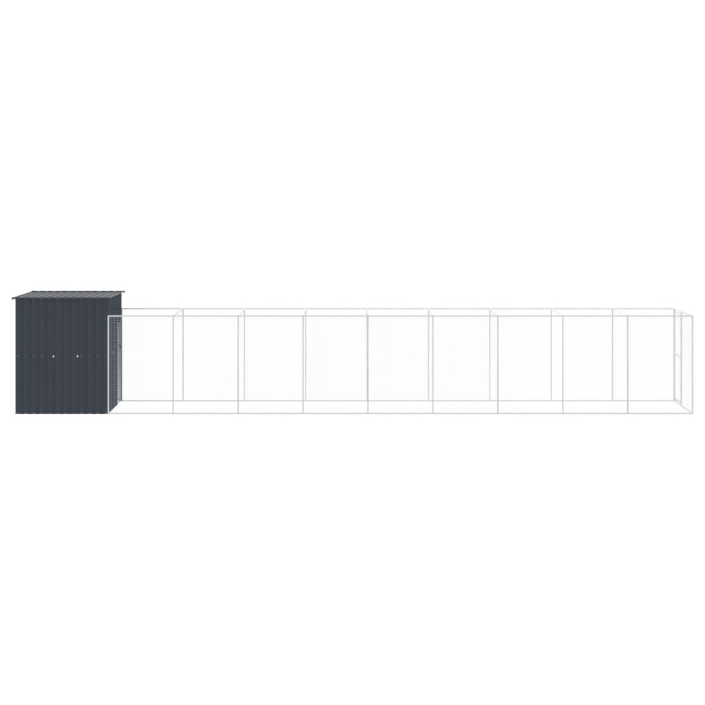 vidaXL Σπιτάκι Σκύλου με Αυλή Ανθρακί 165x1067x181 εκ. Γαλβαν. Χάλυβας