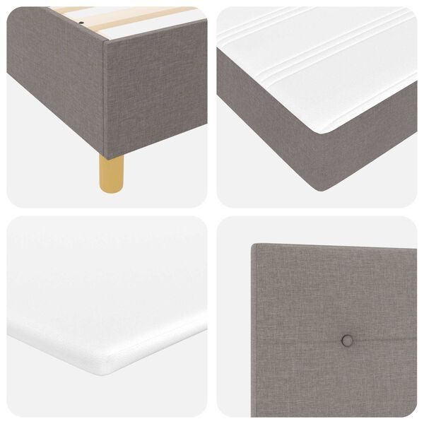 Κρεβάτι Box Spring με Στρώμα & LED Taupe 90x200 εκ. Υφάσμα