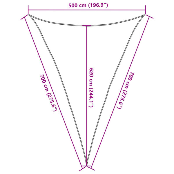 vidaXL Πανί Σκίασης Κρεμ 5 x 7 x 7 μ. από HDPE 160 γρ./μ²