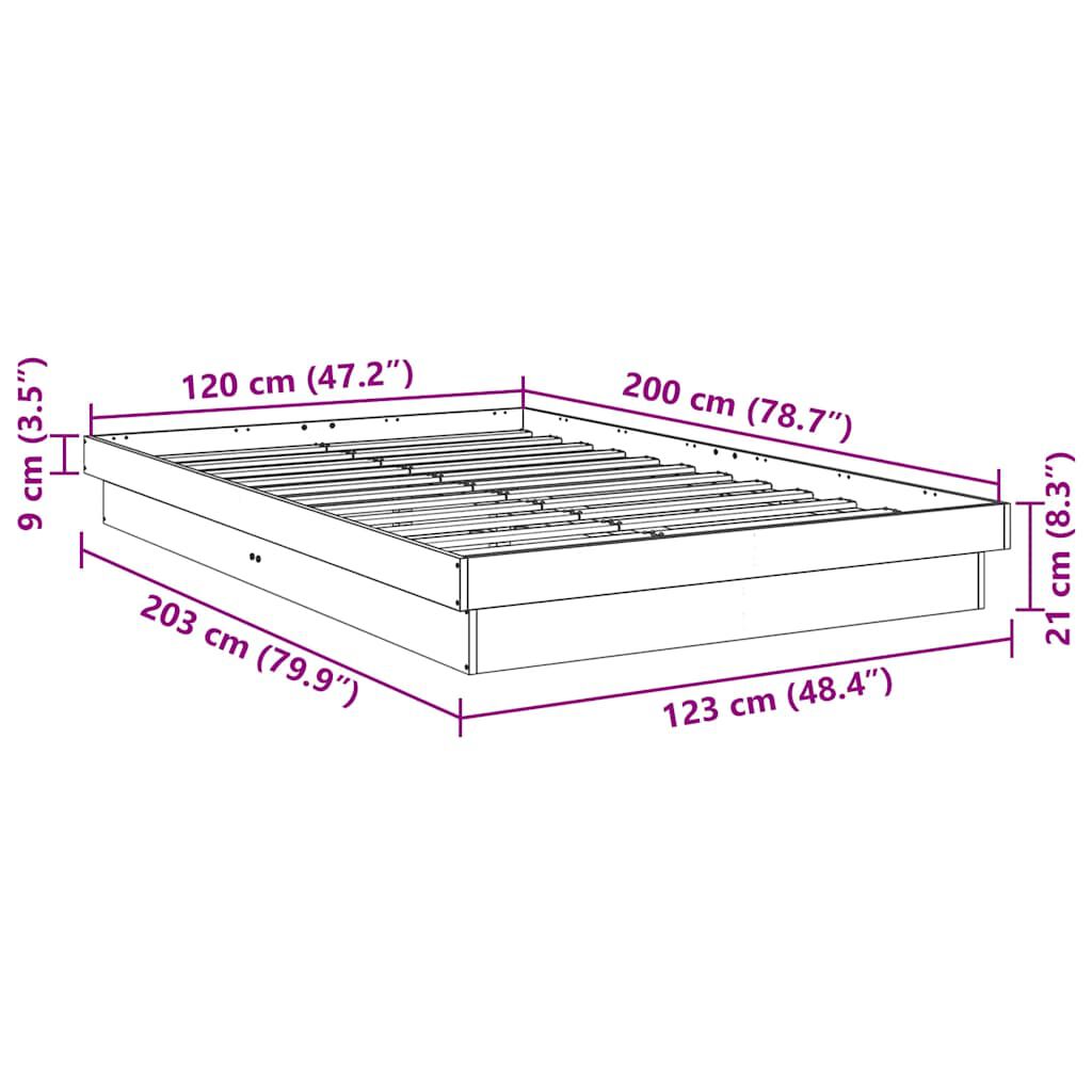 vidaXL Πλαίσιο κρεβατιού χωρίς στρώμα 120x200 cm μασίφ ξύλο δρυς