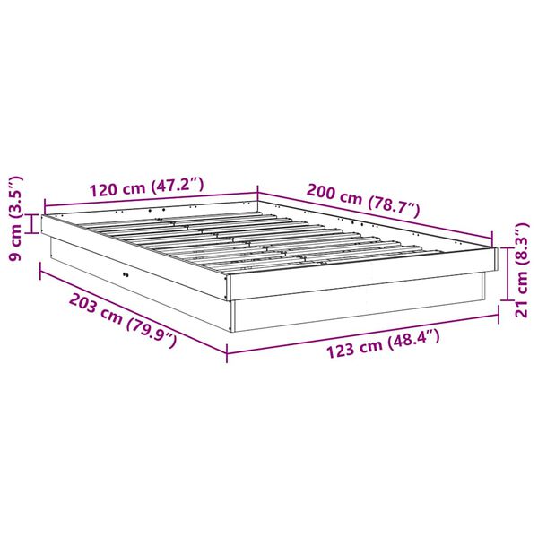 vidaXL Πλαίσιο κρεβατιού χωρίς στρώμα 120x200 cm μασίφ ξύλο δρυς