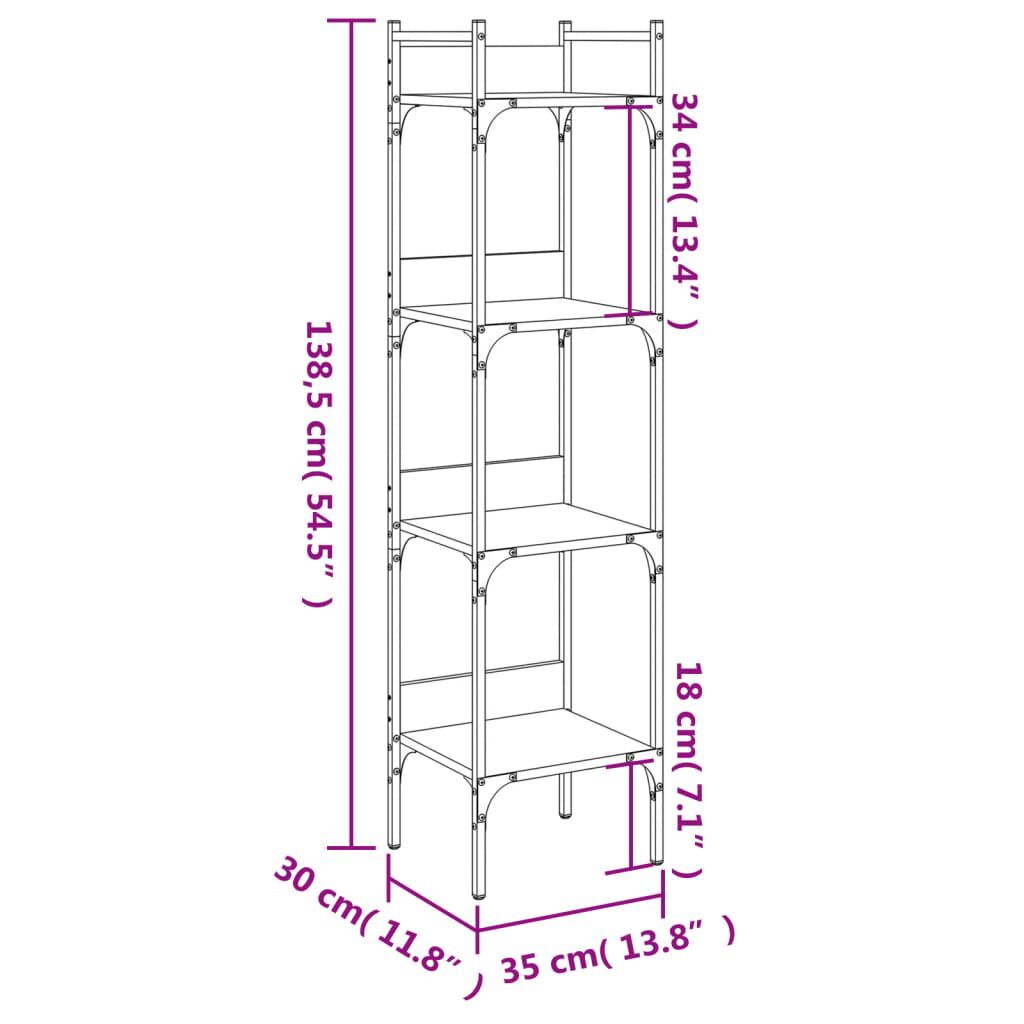 vidaXL Βιβλιοθήκη 4 Επιπέδων Γκρι Sonoma 35x30x138,5 εκ. Επεξεργ. Ξύλο