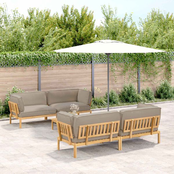 vidaXL &Sigma;&epsilon;&tau; &Kappa;&alpha;&nu;&alpha;&pi;έ &mu;&epsilon; &mu;&alpha;&xi;&iota;&lambda;ά&rho;&iota; 5 pcs Taupe &Sigma;&tau;&epsilon;&rho;&epsilon;ό &Xi;ύ&lambda;&omicron; &Alpha;&kappa;&alpha;&kappa;ί&alpha;&sigmaf;