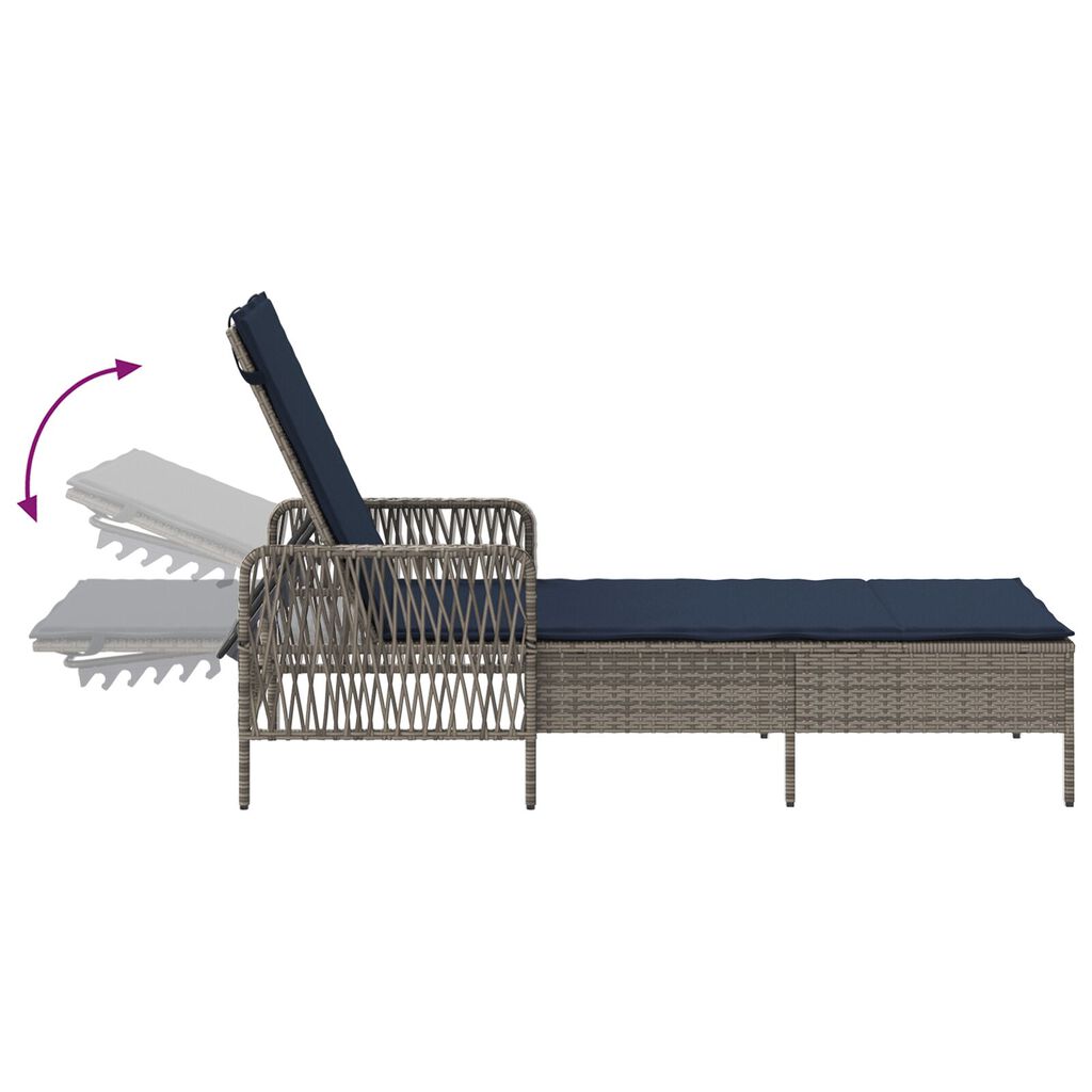 vidaXL Ξαπλώστρα 2-πρόσωπο 2 pcs Γκρι 35 x 35 x 32 εκ. συνθετικό ρατάν