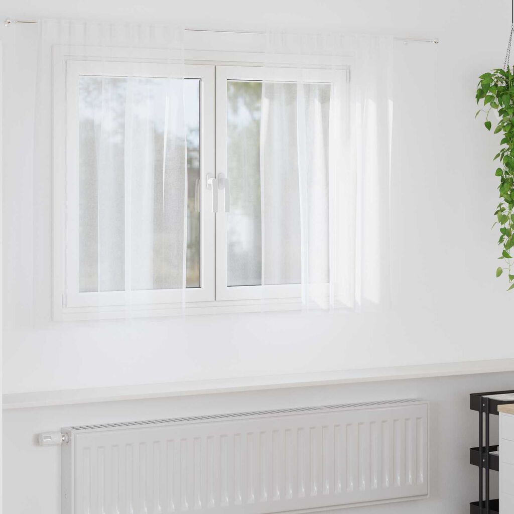 vidaXL Κουρτίνες με κουρτίνες 2 pcs Λευκό 140 x 140 εκ. Πολυεστέρας