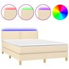vidaXL &Kappa;&rho;&epsilon;&beta;ά&tau;&iota; Boxspring &mu;&epsilon; &Sigma;&tau;&rho;ώ&mu;&alpha; & LED &Kappa;&rho;&epsilon;&mu; 140x190 &epsilon;&kappa;. &Upsilon;&phi;&alpha;&sigma;&mu;ά&tau;&iota;&nu;&omicron;