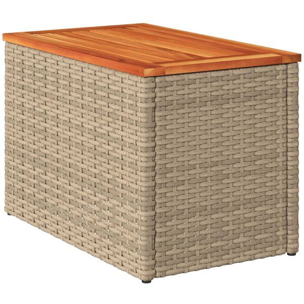 vidaXL Τραπεζάκια Κήπου 2 τεμ. Μπεζ 55x34x37εκ. Συνθ.Ρατάν/Μασίφ Ξύλο