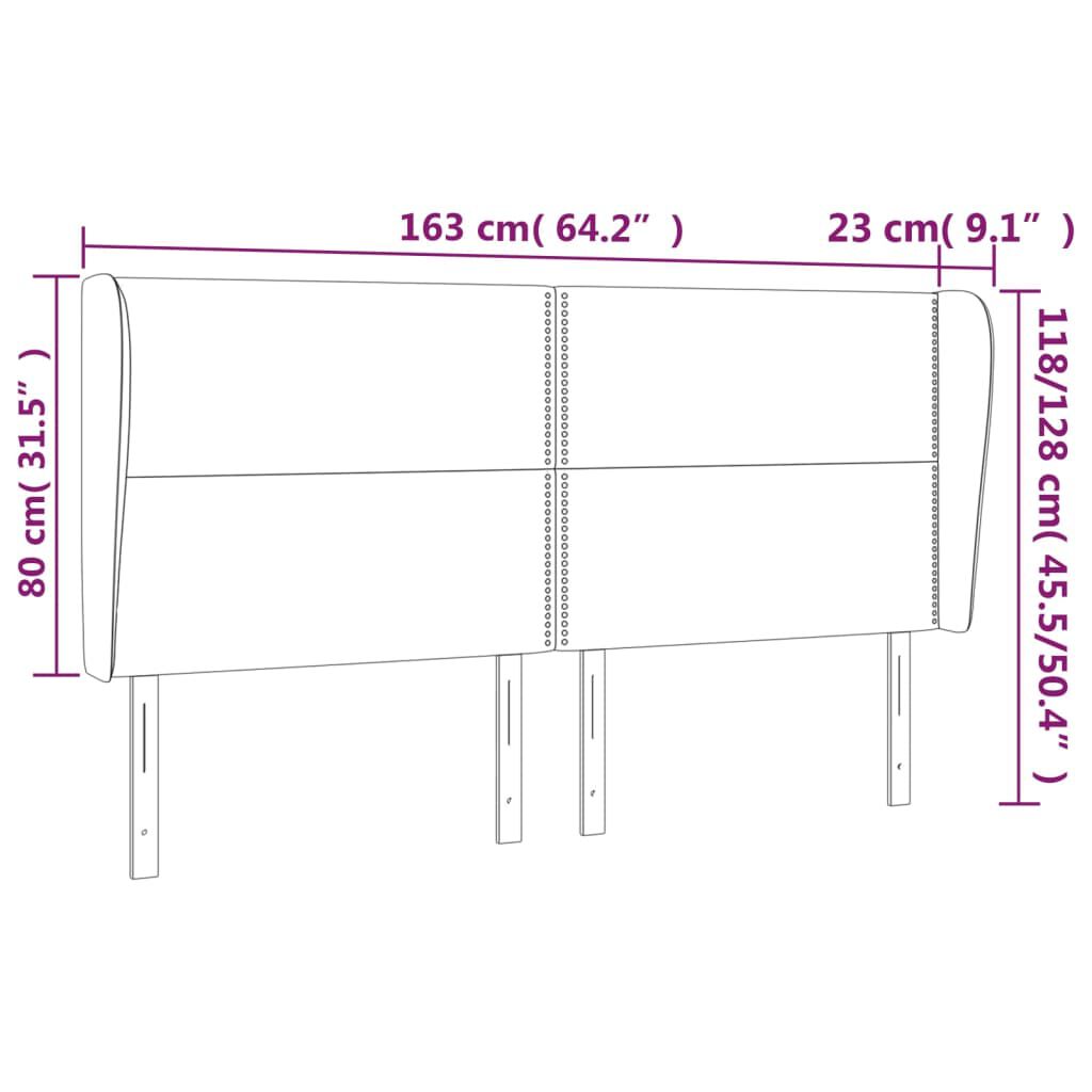 vidaXL Κεφαλάρι με Πτερύγια Μαύρο 163x23x118/128 εκ. Βελούδινο