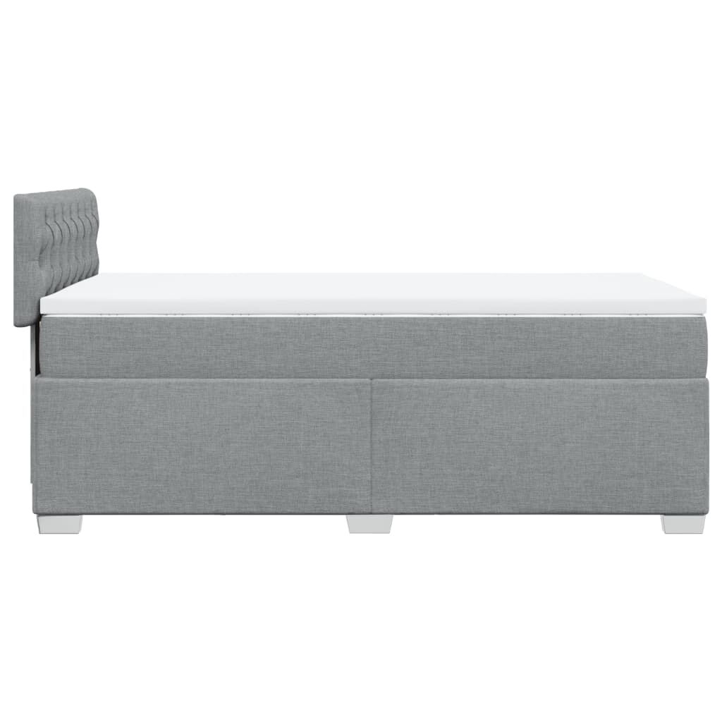 vidaXL Κρεβάτι Boxspring με Στρώμα Ανοιχτό Γκρι 90x190 εκ. Υφασμάτινο