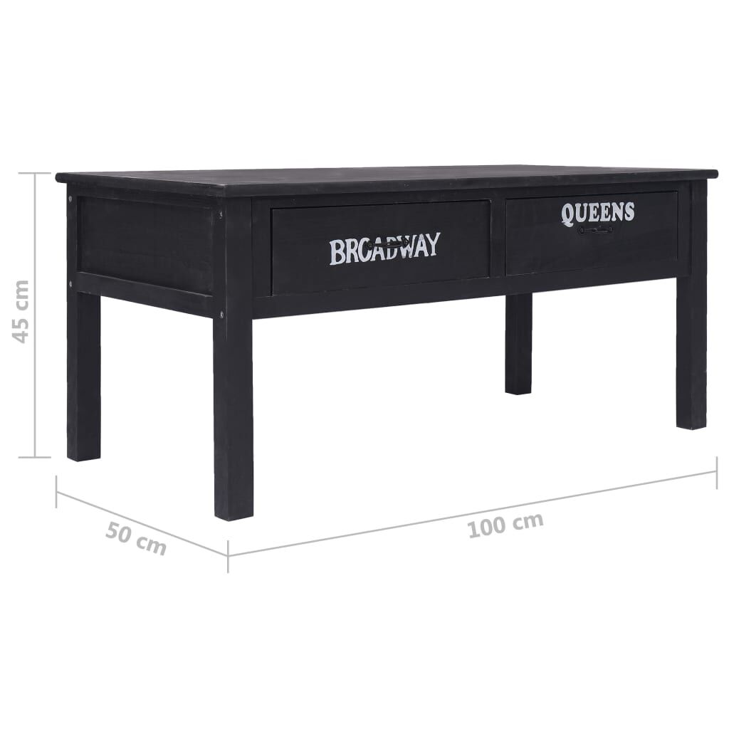 vidaXL Τραπεζάκι Σαλονιού Μαύρο 100 x 50 x 45 εκ. Ξύλινο