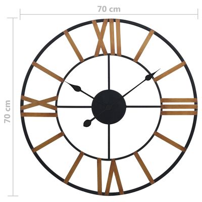 vidaXL Ρολόι Τοίχου Χρυσό / Μαύρο 70 εκ. Μεταλλικό