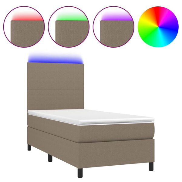 vidaXL &Kappa;&rho;&epsilon;&beta;ά&tau;&iota; Boxspring &mu;&epsilon; &Sigma;&tau;&rho;ώ&mu;&alpha; & LED Taupe 100x200 &epsilon;&kappa;. &Upsilon;&phi;&alpha;&sigma;&mu;ά&tau;&iota;&nu;&omicron;