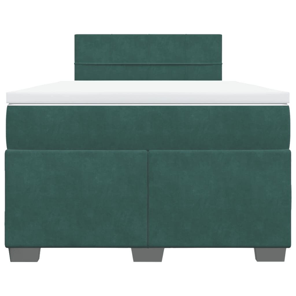 vidaXL Κρεβάτι Boxspring με Στρώμα Σκούρο Πράσινο 120x200εκ. Βελούδινο