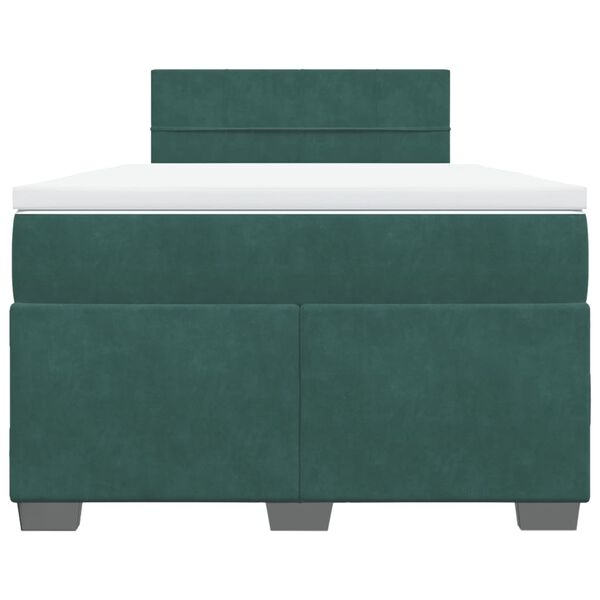 vidaXL Κρεβάτι Boxspring με Στρώμα Σκούρο Πράσινο 120x200εκ. Βελούδινο