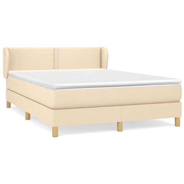 vidaXL &Kappa;&rho;&epsilon;&beta;ά&tau;&iota; Boxspring &mu;&epsilon; &Sigma;&tau;&rho;ώ&mu;&alpha; &Kappa;&rho;&epsilon;&mu; 140x190 &epsilon;&kappa;. &Upsilon;&phi;&alpha;&sigma;&mu;ά&tau;&iota;&nu;&omicron;