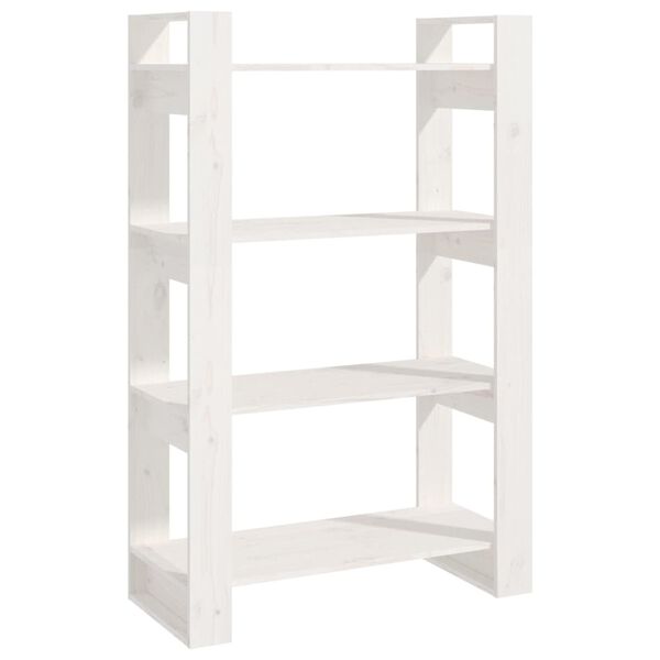 vidaXL Βιβλιοθήκη/Διαχωριστικό Χώρου Λευκό 80x35x125 εκ. Μασίφ Πεύκο