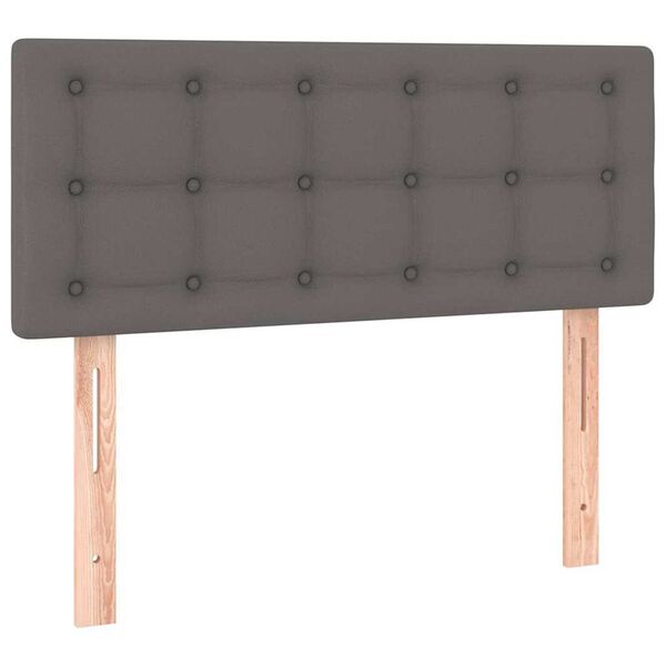 vidaXL Κρεβάτι Boxspring με Στρώμα & LED Γκρι 120x190 εκ. Συνθ. Δέρμα