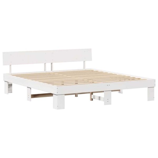 vidaXL Σκελετός Κρεβατιού Λευκό 200 x 200 cm Μασίφ ξύλο πεύκου