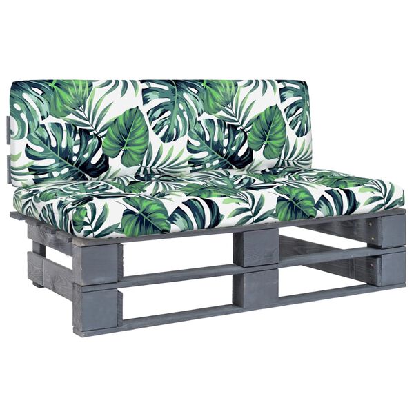 vidaXL Καναπές Κήπου Μεσαίος από Παλέτες Γκρι Ξύλο Πεύκου