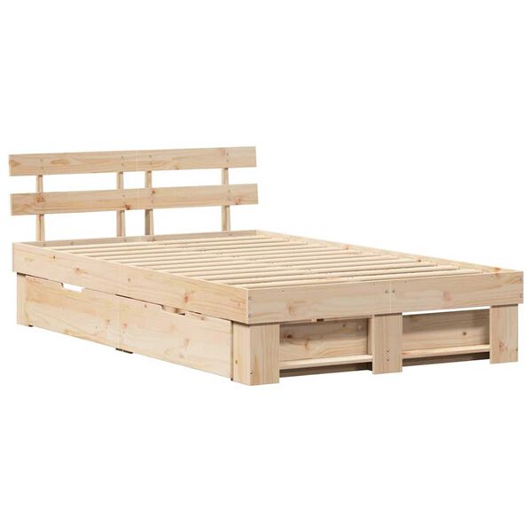 vidaXL Σκελετός Κρεβατιού Καφέ 120 x 190 cm Μασίφ ξύλο πεύκου