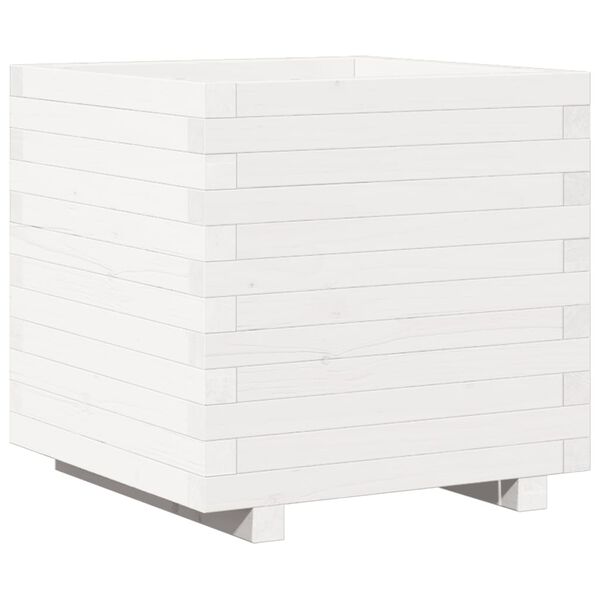 vidaXL Ζαρντινιέρα Λευκή. 50x50x49,5 εκ από Μασίφ Ξύλο Πεύκου