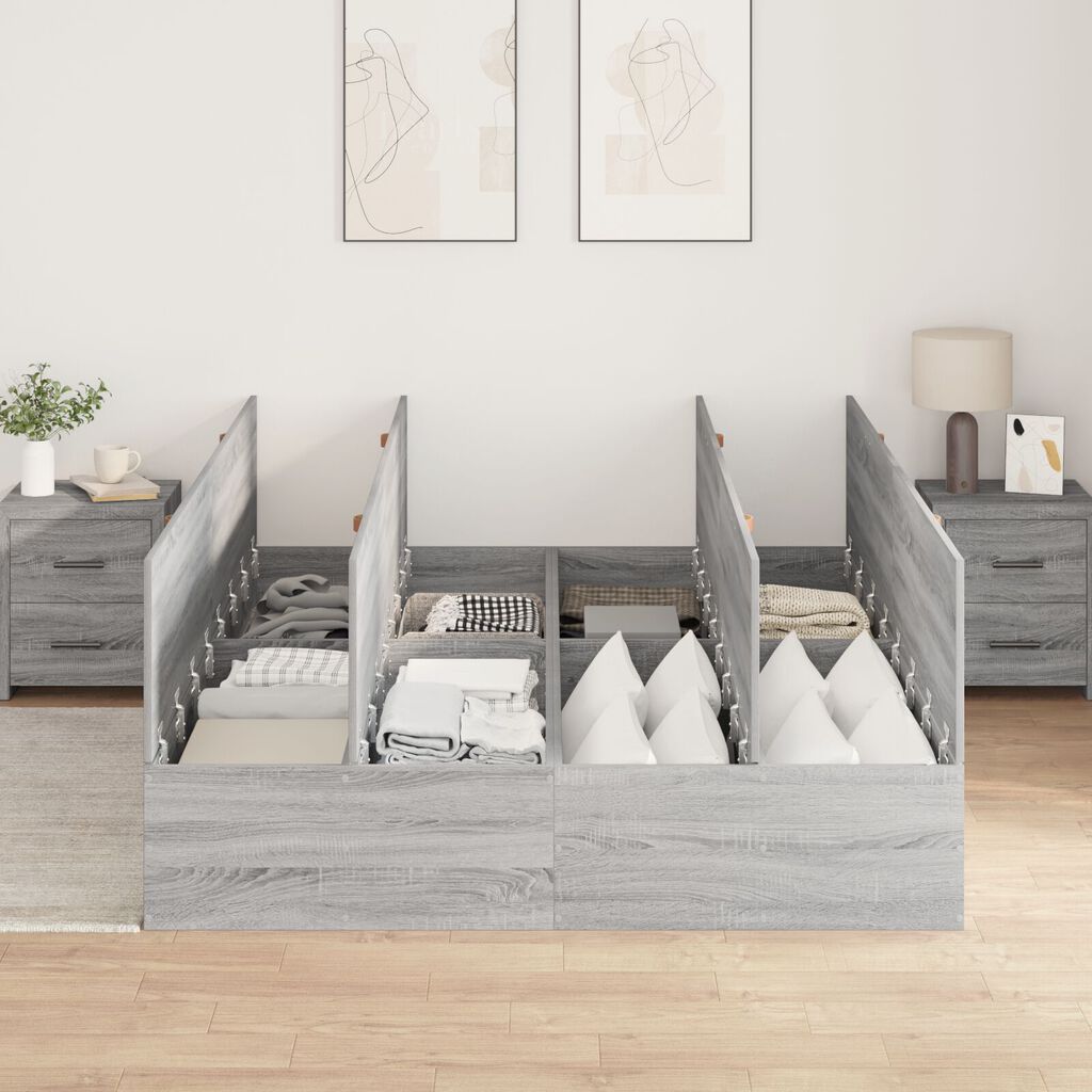 vidaXL Κρεβάτι Αποθήκευσης Γκρι Sonoma 150x200 εκ