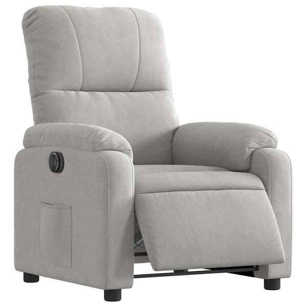 vidaXL Πολυθρόνα Ηλεκτρική Ανακλινόμενη Ανοιχτό Γκρι Ύφασμα Μικροϊνών