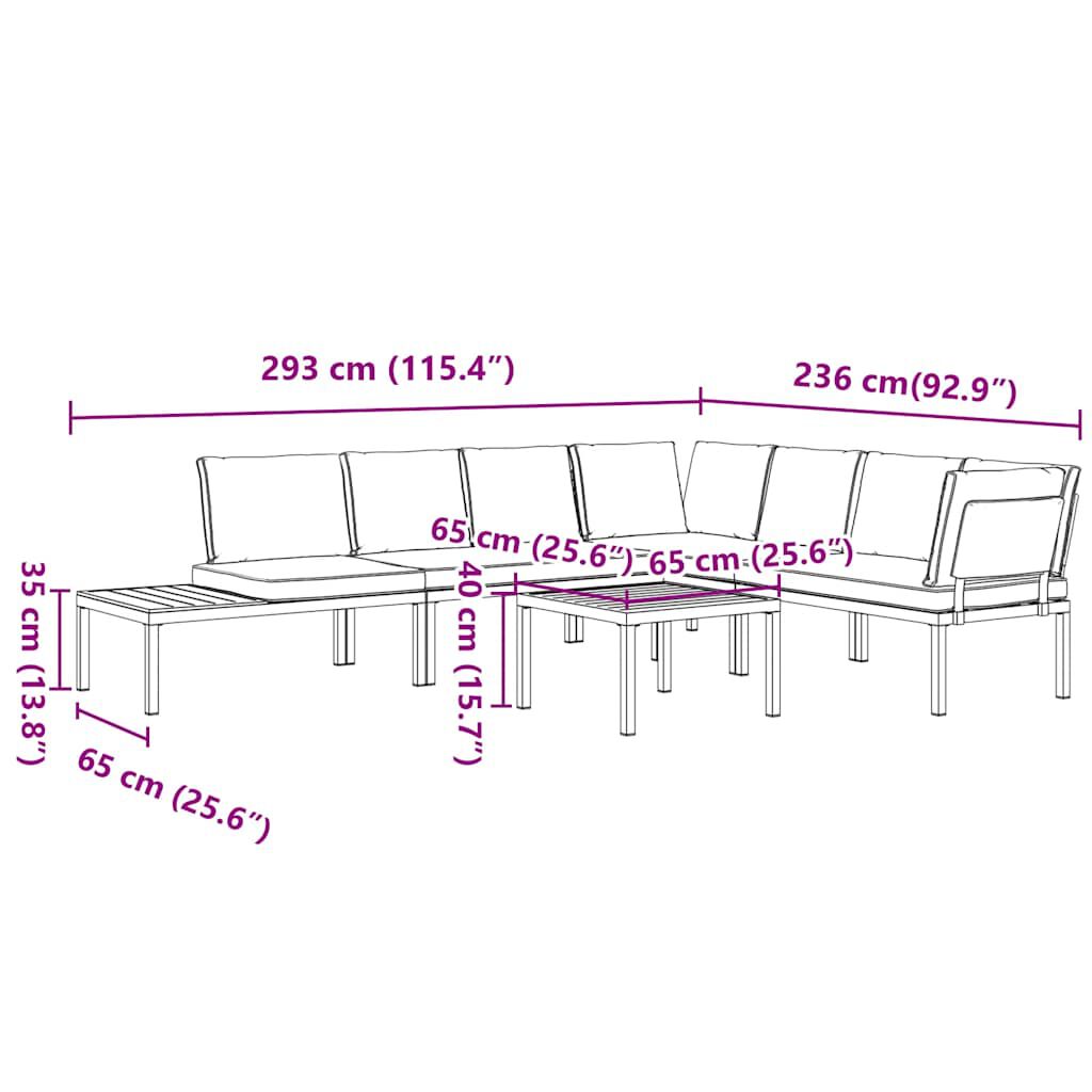 vidaXL Σαλόνι Κήπου Σετ 5 Τεμαχίων με Μαξιλάρια Μαύρο Αλουμίνιο
