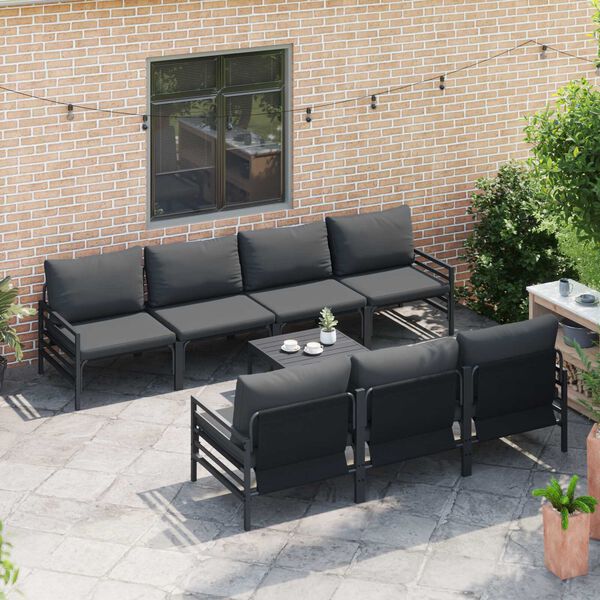 vidaXL Σετ Καναπέ Κήπου με μαξιλάρι με μαξιλάρι 8 pcs Ανθρακί 70 x 70.5 x 31.5 εκ