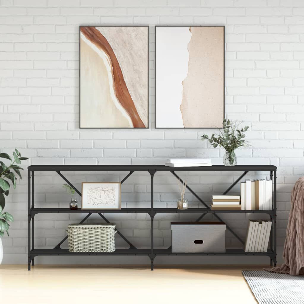 vidaXL Τραπέζι Κονσόλα Μαύρο 180 x 30 x 75 εκ. Επεξεργ. Ξύλο/Σίδηρος