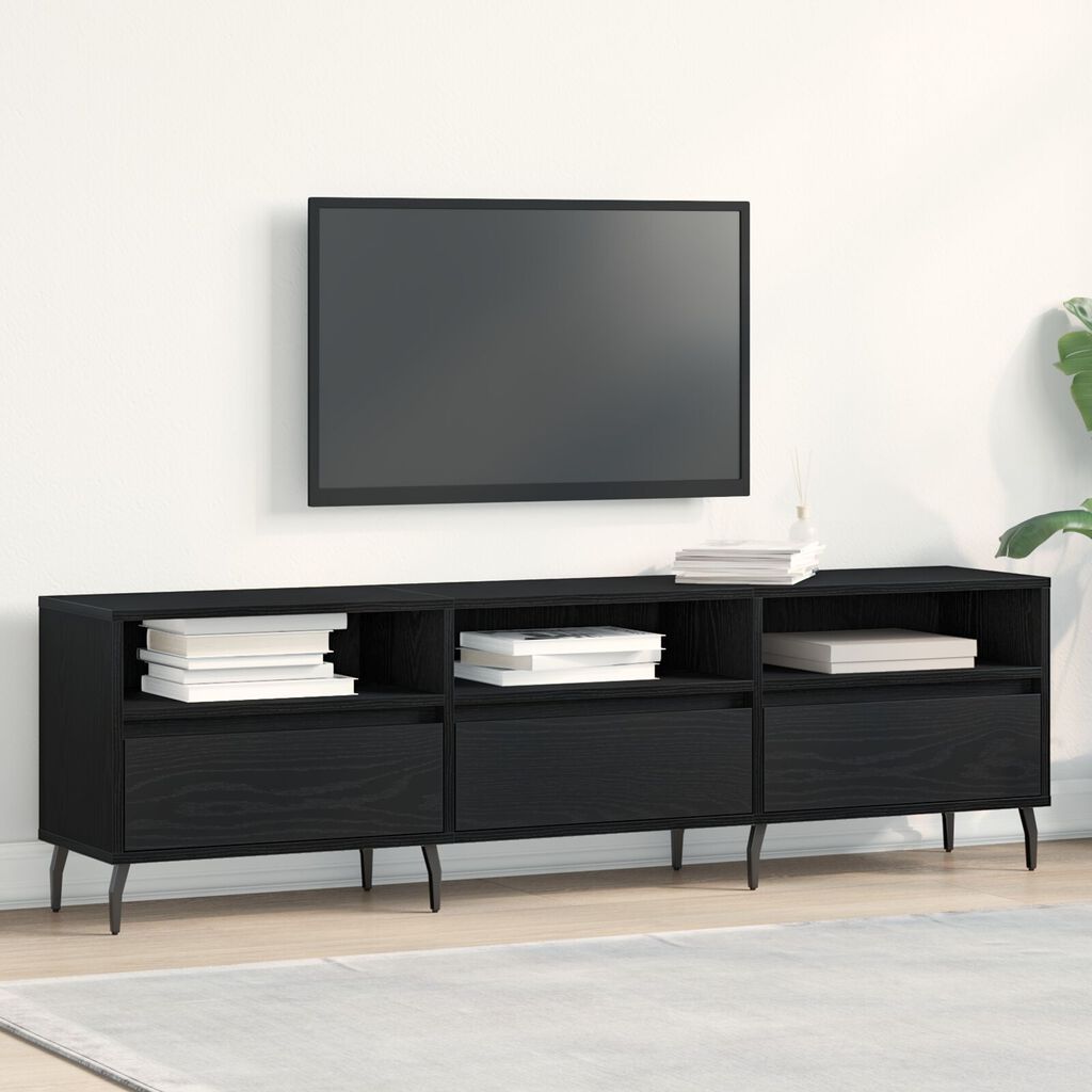 vidaXL Ντουλάπα τηλεόρασης Μαύρο Δρυς 150x30x44,5 εκ. Επεξεργασμένο ξύλο