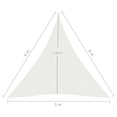 vidaXL Πανί Σκίασης Λευκό 5 x 6 x 6 μ. από HDPE 160 γρ./μ²