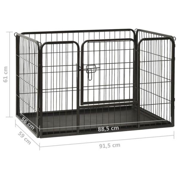 vidaXL Πάρκο Σκύλου 91,5 x 59 x 61 εκ. Ατσάλινο