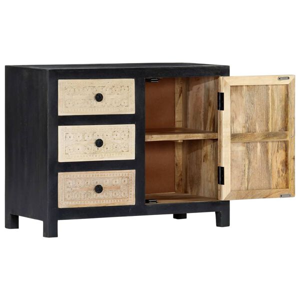 vidaXL Ντουλάπι με Σκάλισμα Γκρι 75x35x60 εκ. από Μασίφ Ξύλο Μάνγκο