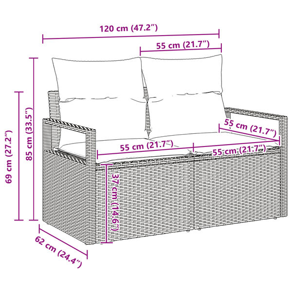 vidaXL Σετ Καναπέ Κήπου 8 pcs μπεζ και κρεμ 287 x 122 x 85 εκ