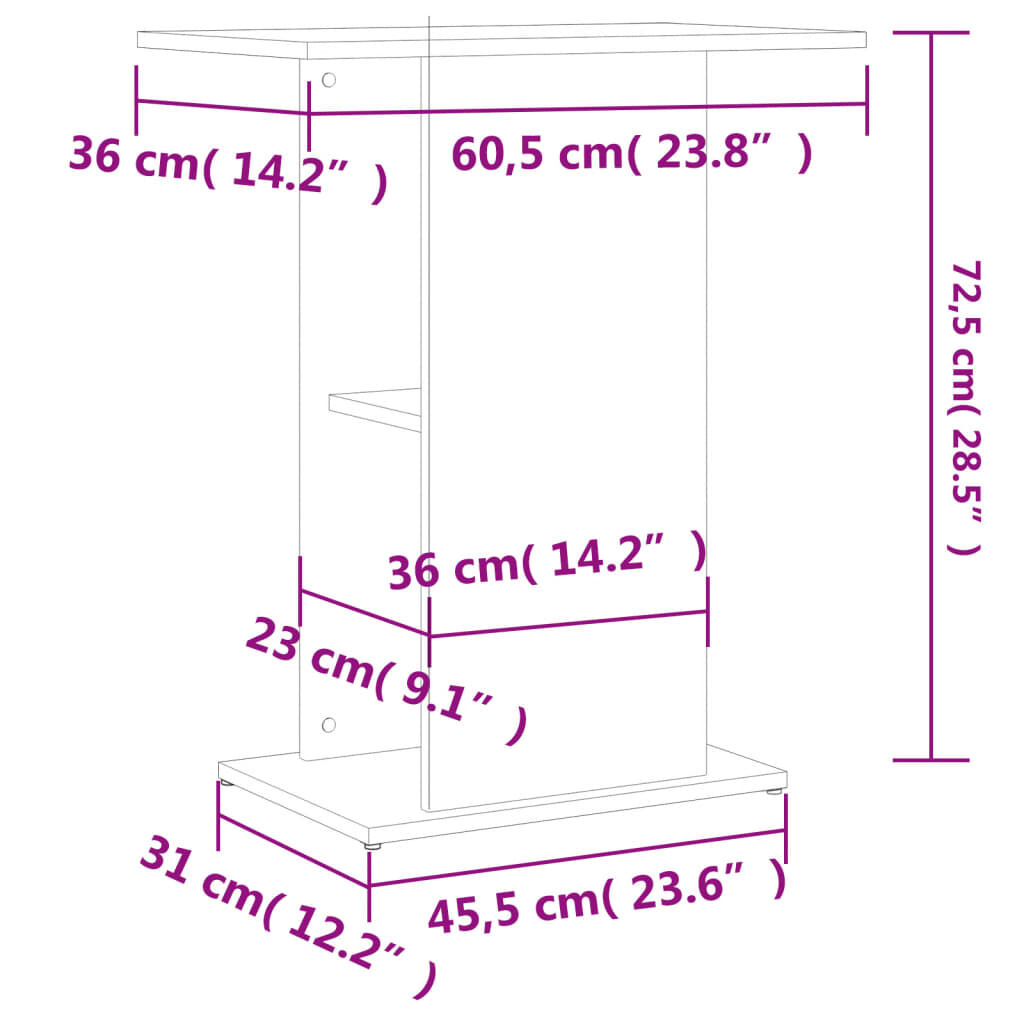 vidaXL Βάση Ενυδρείου Καπνιστή Δρυς 60,5x36x72,5 εκ Επεξεργασμένο Ξύλο