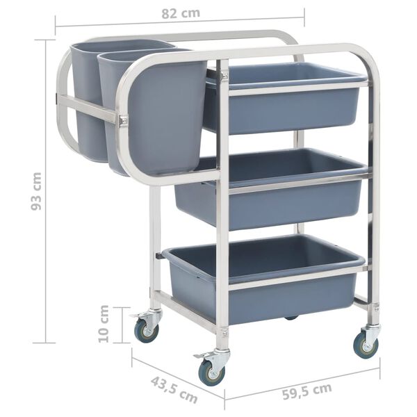 vidaXL Καρότσι Κουζίνας 82 x 43,5 x 93 εκ. με Πλαστικά Δοχεία
