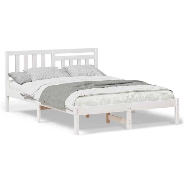 vidaXL Σκελετός Κρεβατιού Λευκό 120 x 190 cm Μασίφ ξύλο πεύκου