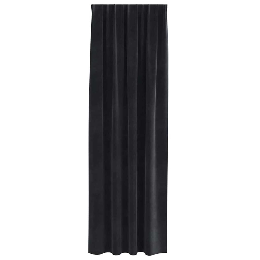vidaXL Κουρτίνες με κουρτίνες 2 pcs Μαύρο 140 x 245 cm Βελούδο