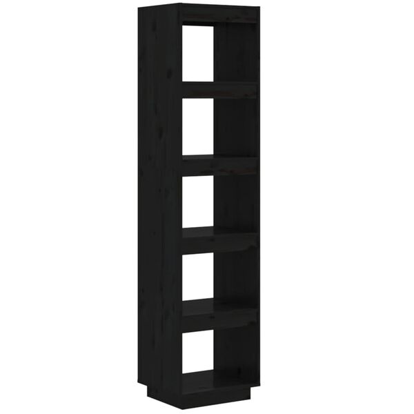 vidaXL Βιβλιοθήκη/Διαχωριστικό Χώρου Μαύρο 40x35x167 εκ. Μασίφ Πεύκο